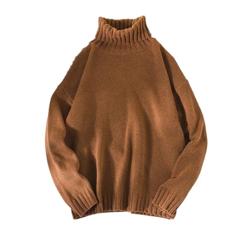 OFFSUM Pullover Für Herren - Lässiger Herbst-Winter-Verdickungs-Warm-Rollkragenpullover Einfarbig Langärmelig Koreanischer Stil Übergröße Unterhemd-Top Braun XXL OFFSUM Pullover Für Herren - Lässiger Herbst-Winter-Verdickungs-Warm-Rollkragenpullover Einfarbig Langärmelig Koreanischer Stil Übergröße Unterhemd-Top Braun XXL von OFFSUM