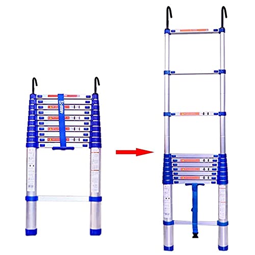 Teleskopleiter Teleskopleitern Ausziehbare Mehrzweckleiter Teleskopleiter Aluminium-Teleskopleiter mit Haken, 8 m/ 7 m/ 6 m/ 5 m/ 4 m/ 3 m/ 2 m/ 1 m hohe Teleskop-Verlängerungsleitern für Zuhause von OGLFGLNY