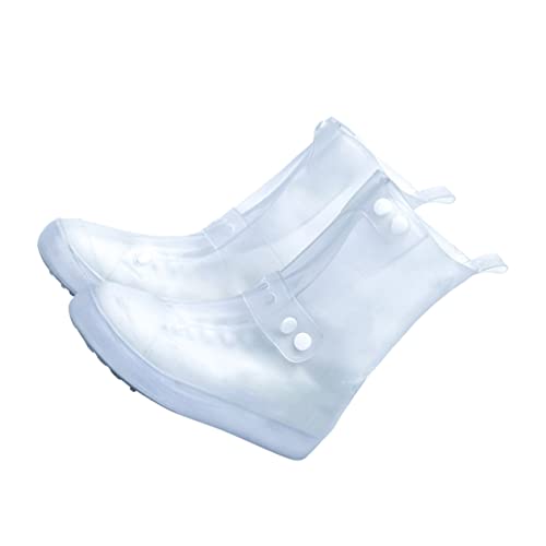 OHPHCALL 1 Paar Wasserdichter Überschuh Aus Silikon Fleck Regen wasserdichte Überschuhe wasserdichte Stiefelüberzüge Bausatz Sitz Reiniger Undurchlässig Dauerhaft Sneaker-Cover PVC Weiß von OHPHCALL