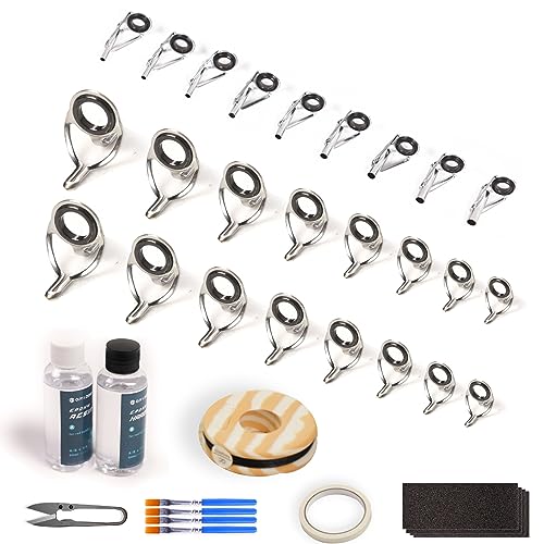 Angelruten-Ösen- und Spitzen-Reparatur-Set für Angelruten-Ösen, Ersatz mit Rutenführungen, Spitzen und Epoxid-Kleber Angelruten-Ösen- und Spitzen-Reparatur-Set für Angelruten-Ösen, Ersatz mit Rutenführungen, Spitzen und Epoxid-Kleber von OJYDOIIIY