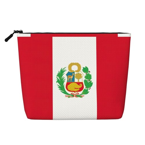 Die Flagge von Peru ist eine vielseitige Reise-Make-up-Tasche, ideal für den Alltag und Geschäftsreisen, Schwarz , Einheitsgröße, Kulturbeutel von OKFSTY