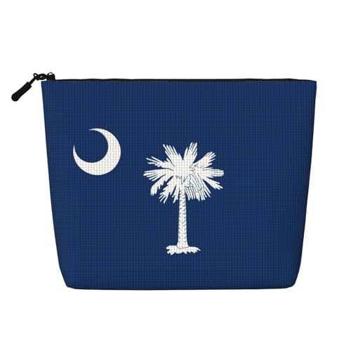 Eine vielseitige Reise-Make-up-Tasche mit South Carolina-Flagge, ideal für den Alltag und Geschäftsreisen, Schwarz , Einheitsgröße, Kulturbeutel von OKFSTY