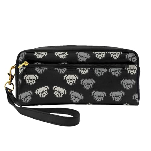 Kleine Make-up-Tasche mit amerikanischem Bulldoggenkopf, Reise-Make-up-Tasche, Kosmetiktasche für Damen, Kosmetiktasche, langlebiger Reißverschluss, Schwarz , Einheitsgröße, Kosmetiktasche von OKFSTY