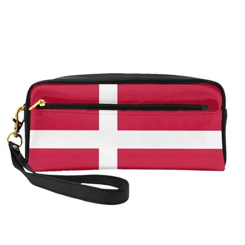 Kleine Make-up-Tasche mit dänischer Flagge, Reise-Make-up-Tasche, Kosmetiktasche für Damen, Kosmetiktasche, langlebiger Reißverschluss, Schwarz , Einheitsgröße, Kosmetiktasche von OKFSTY