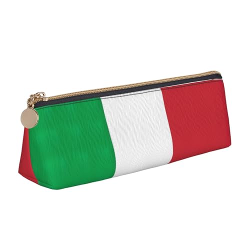 OKFSTY Italien-Flagge, klassisches dreieckiges Design, tragbares Leder-Federmäppchen mit großer Speicherkapazität, Federmäppchen, weiß, Einheitsgröße, Kosmetiktasche OKFSTY Italien-Flagge, klassisches dreieckiges Design, tragbares Leder-Federmäppchen mit großer Speicherkapazität, Federmäppchen, weiß, Einheitsgröße, Kosmetiktasche von OKFSTY