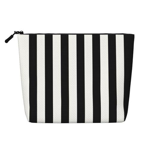 Schwarze und weiße Streifen. Eine vielseitige Reise-Make-up-Tasche, ideal für den Alltag und Geschäftsreisen, Schwarz , Einheitsgröße, Kulturbeutel von OKFSTY