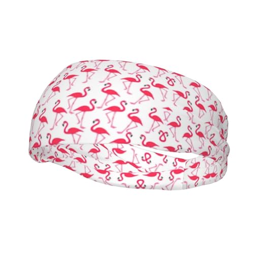 Stirnbänder mit rotem Flamingo-Muster, Unisex, kurzes Haar, elastische Haarbänder für Damenhaar, rutschfest, Workout, Sport, Yoga, Stirnband von OKFSTY