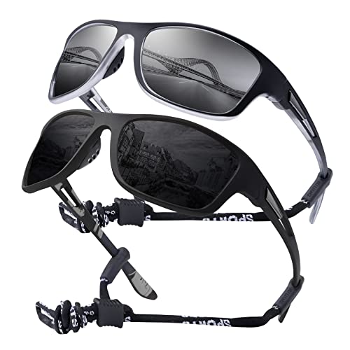 OKH 2 Stück Polarisierte UV400 Radfahren Brille Männer Frauen, Wickeln Sie die Sport Sonnenbrille umwickelt haben, Radsportbrille für Fahrräder, Angeln, Laufen, Klettern, Baseball von OKH