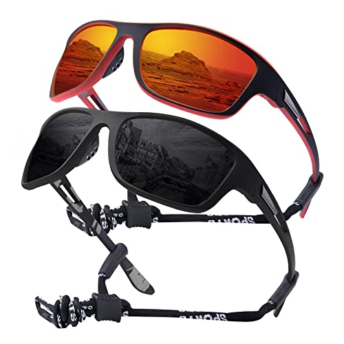 OKH 2 Stück Polarisierte UV400 Radfahren Brille Männer Frauen, Wickeln Sie die Sport Sonnenbrille umwickelt haben, Radsportbrille für Fahrräder, Angeln, Laufen, Klettern, Baseball von OKH
