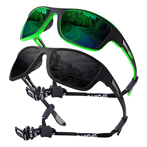 OKH 2 Stück Polarisierte UV400 Radfahren Brille Männer Frauen, Wickeln Sie die Sport Sonnenbrille umwickelt haben, Radsportbrille für Fahrräder, Angeln, Laufen, Klettern, Baseball OKH 2 Stück Polarisierte UV400 Radfahren Brille Männer Frauen, Wickeln Sie die Sport Sonnenbrille umwickelt haben, Radsportbrille für Fahrräder, Angeln, Laufen, Klettern, Baseball von OKH