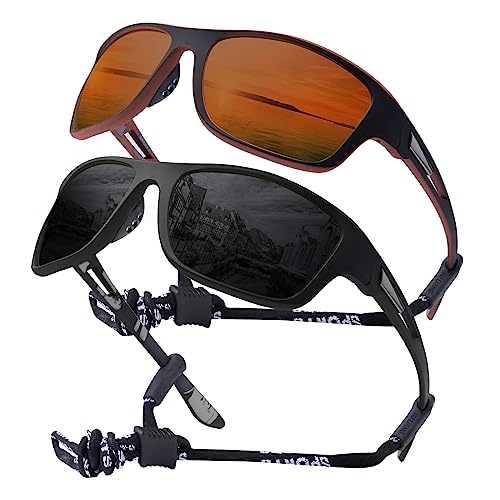 OKH 2 stück polarisierte UV400 Goggle Männer Frauen, die sich um eine Sport -Sonnenbrille umwickelt haben, Radfahren für Fahrräder, Angeln, Laufen, Klettern, Baseball von OKH