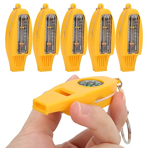 OKJHFD Mini-Taschenthermometer, 5 Stück, 4-in-1-Kompass, Thermometer, Lupe, Pfeife für Outdoor-Reisen, Camping, Wandern, Klettern von OKJHFD