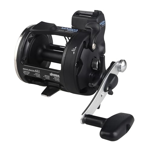 Okuma MA-20DX Magda Pro Line Counter Levelwind Schlepprolle, klein, schwarz/Silber, Okuma MA-20DX Magda Pro Line Counter Levelwind Schlepprolle, klein, schwarz/Silber, von Okuma