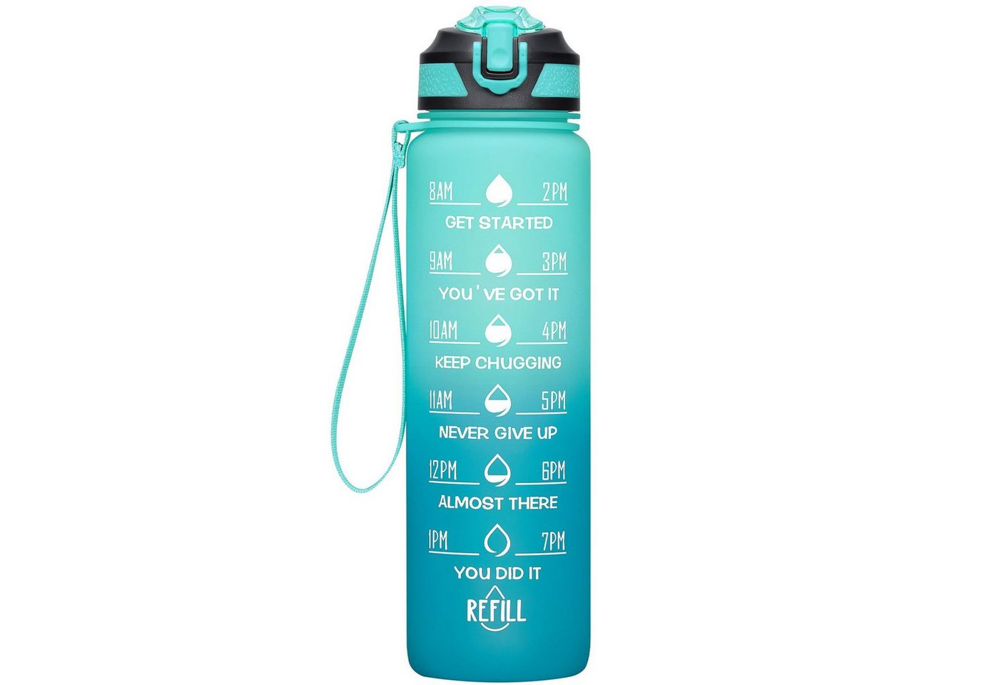 OKWISH Trinkflasche Sport Wasserflasche Sportflasche Auslaufsicher 1 Liter BPA-Frei 1L, Zeitmarkierung und Strohhalm Fitness Outdoor Camping Fahrrad Wandern von OKWISH