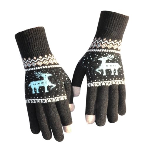 OLACD Handschuhe mit Hirsch-Design, warm, für den Winter, verdickter Touchscreen, bunt von OLACD