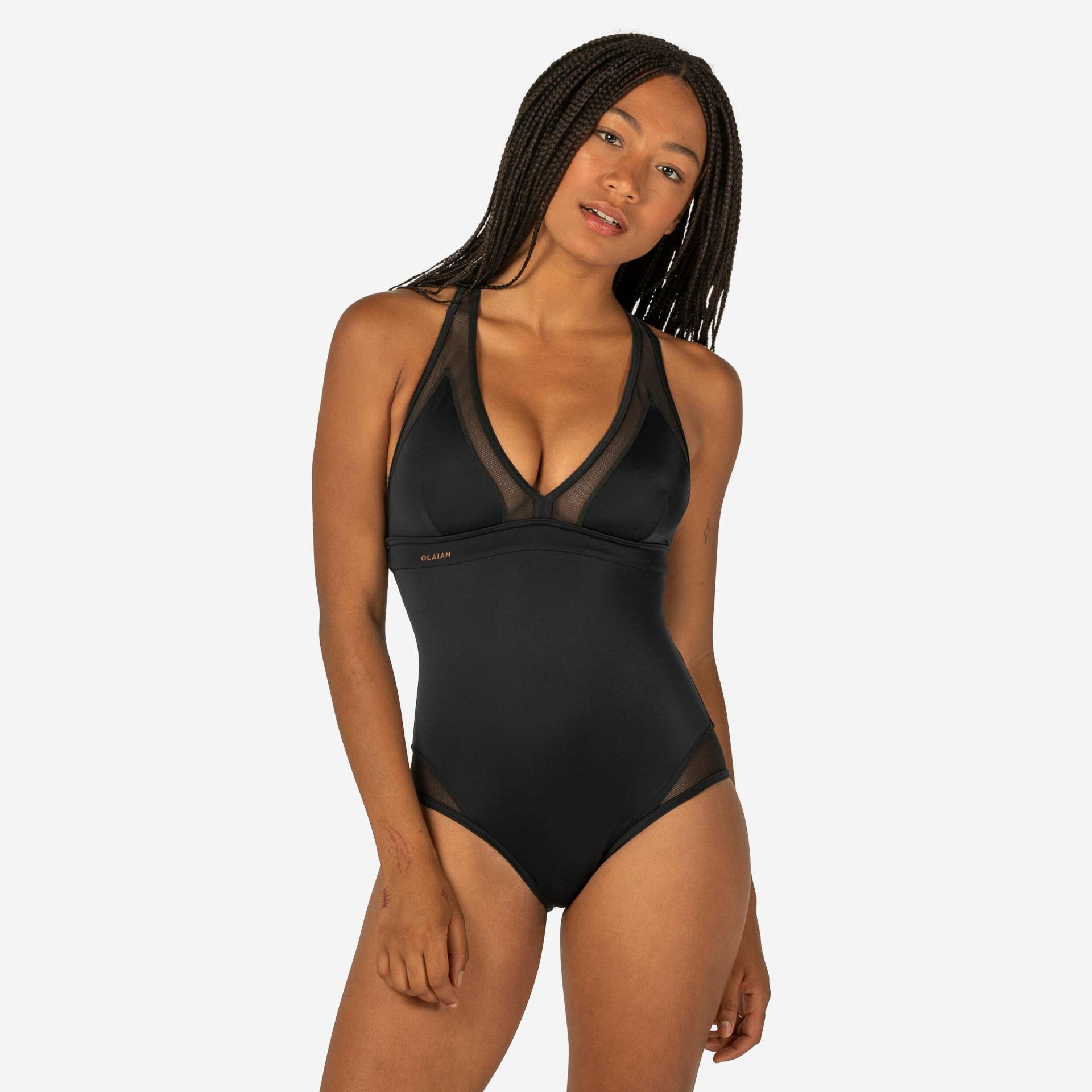 Badeanzug Damen X-förmige Träger Surfen - Isa schwarz Badeanzug Damen X-förmige Träger Surfen - Isa schwarz von OLAIAN
