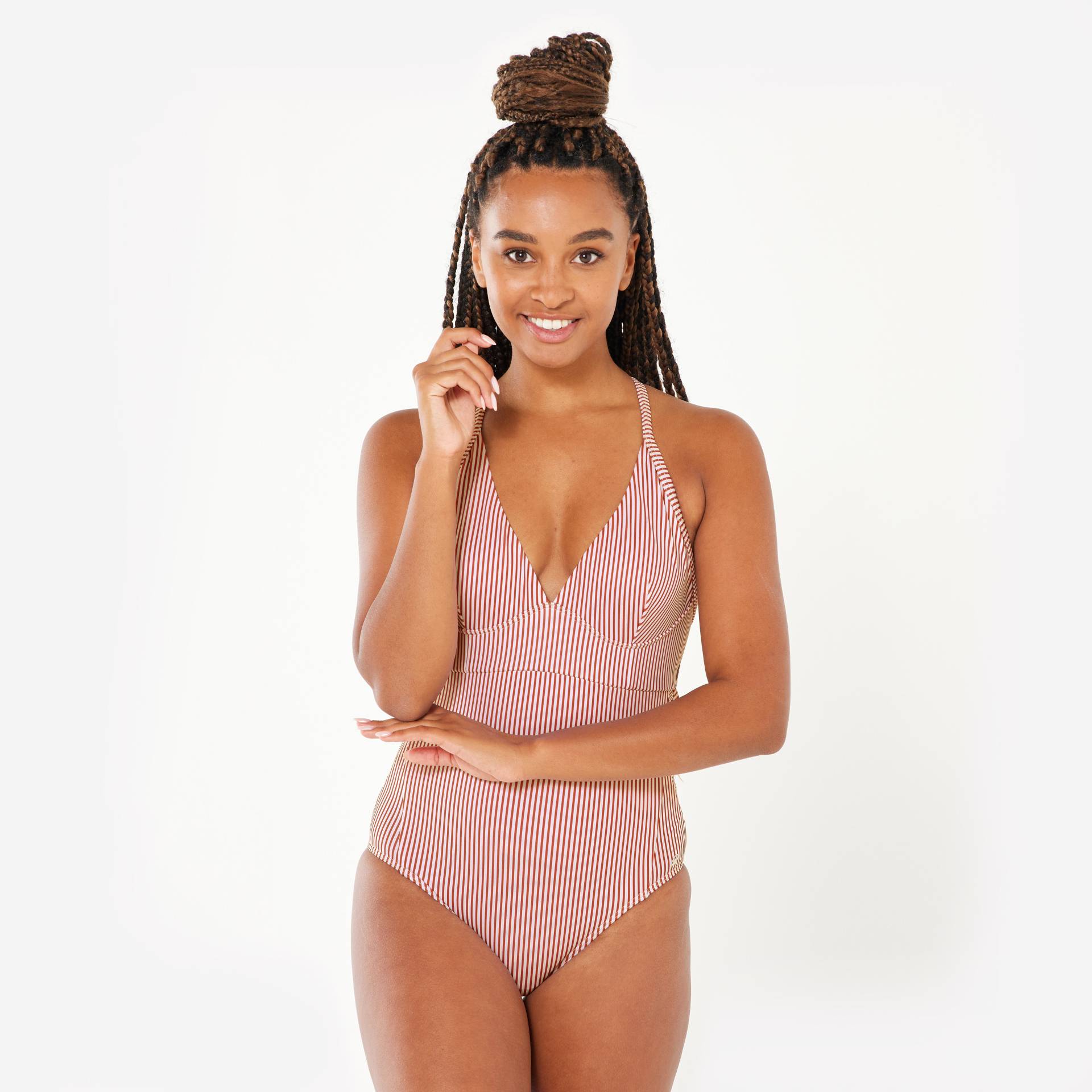 Badeanzug Damen gestreift Bea rot/weiß Badeanzug Damen gestreift Bea rot/weiß von OLAIAN