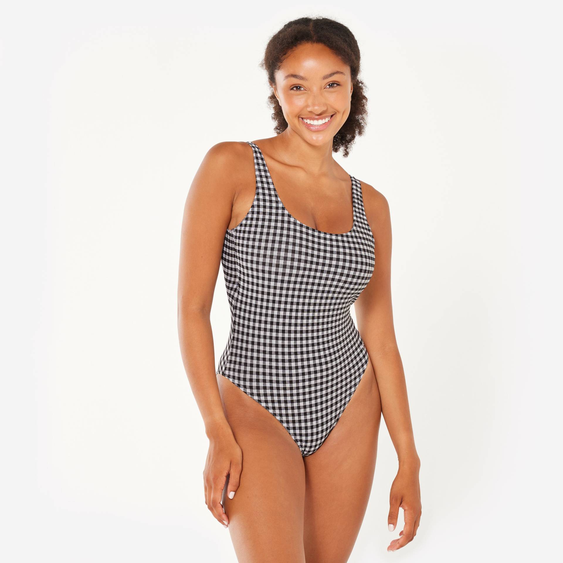 Badeanzug Damen strukturiert Aurely Vichy schwarz/weiß Badeanzug Damen strukturiert Aurely Vichy schwarz/weiß von OLAIAN