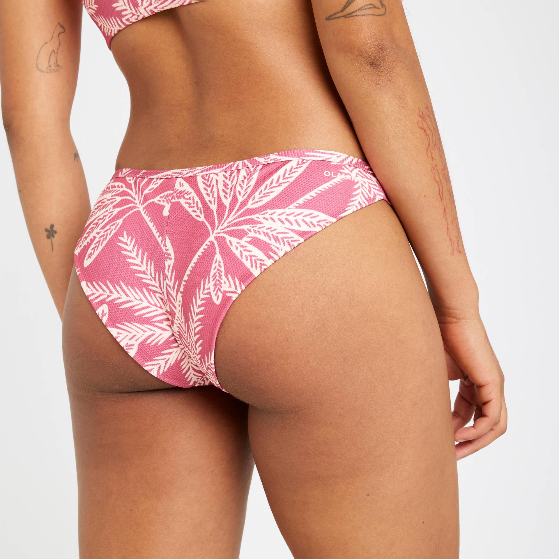 Bikini-Hose Tanga Damen texturiert Lulu Palmer rosa von OLAIAN