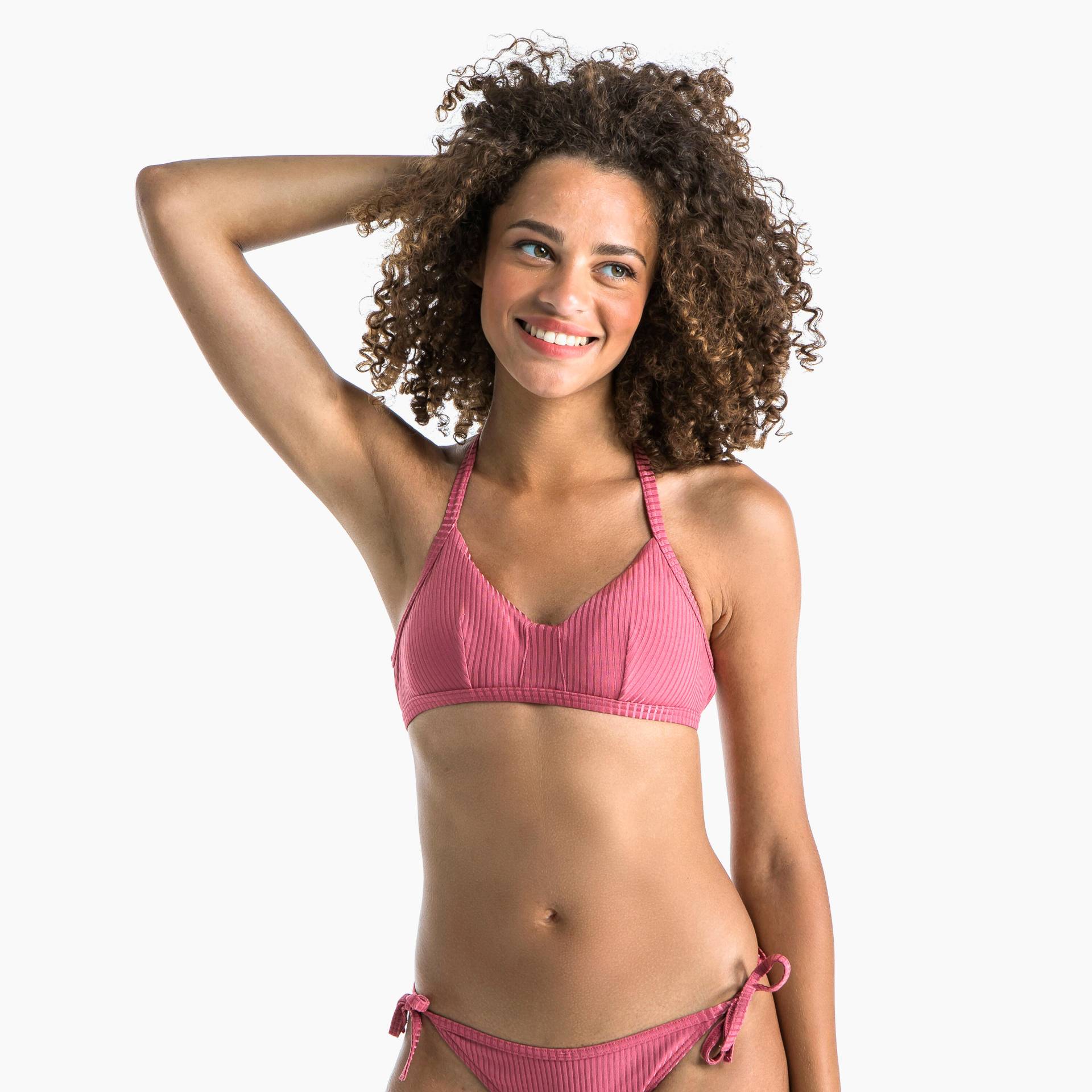 Bikini-Oberteil Bustier CARO Rücken strukturiert und einstellbar rosa von OLAIAN