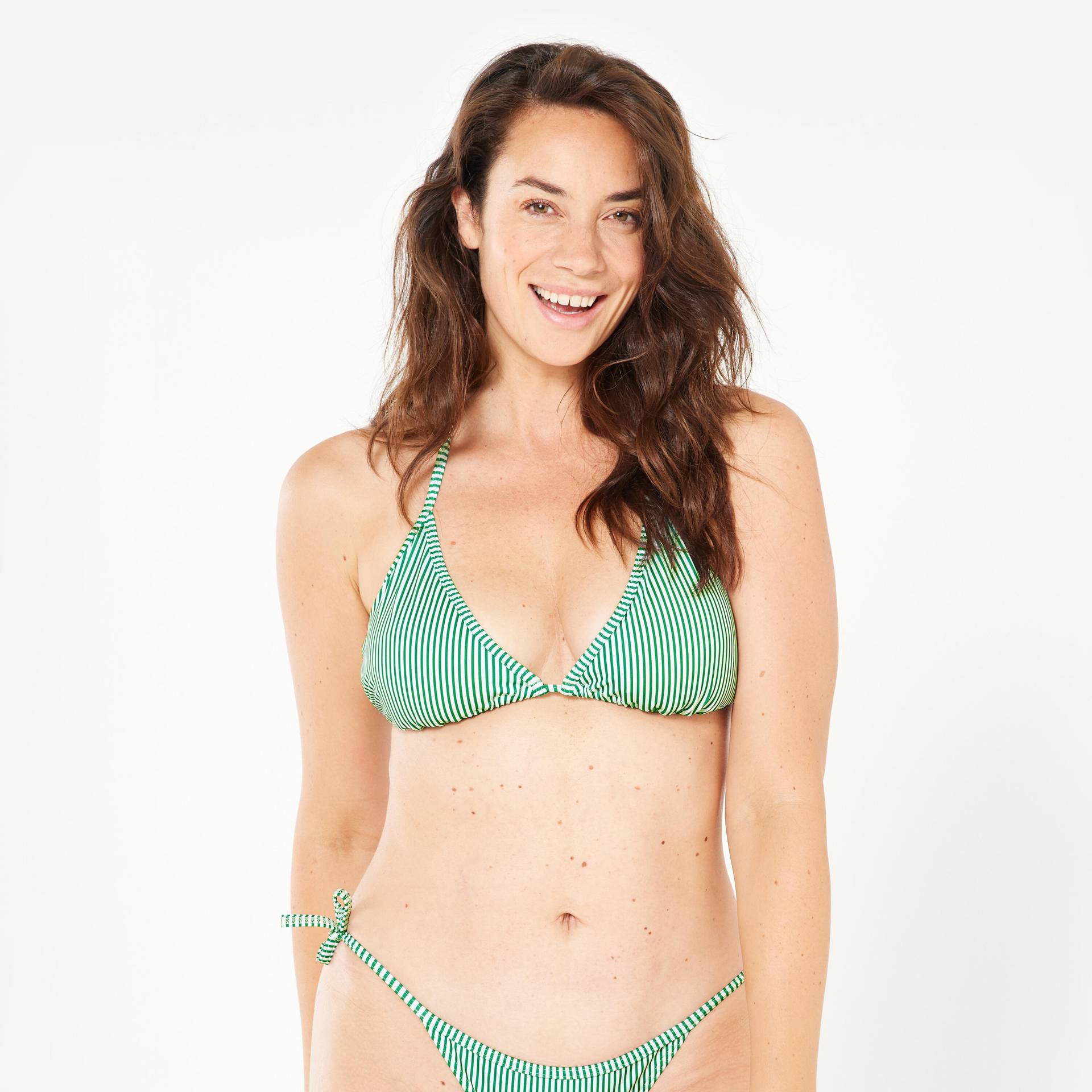 Bikini-Oberteil Damen Triangel gestreift Mae grün/weiß Bikini-Oberteil Damen Triangel gestreift Mae grün/weiß von OLAIAN