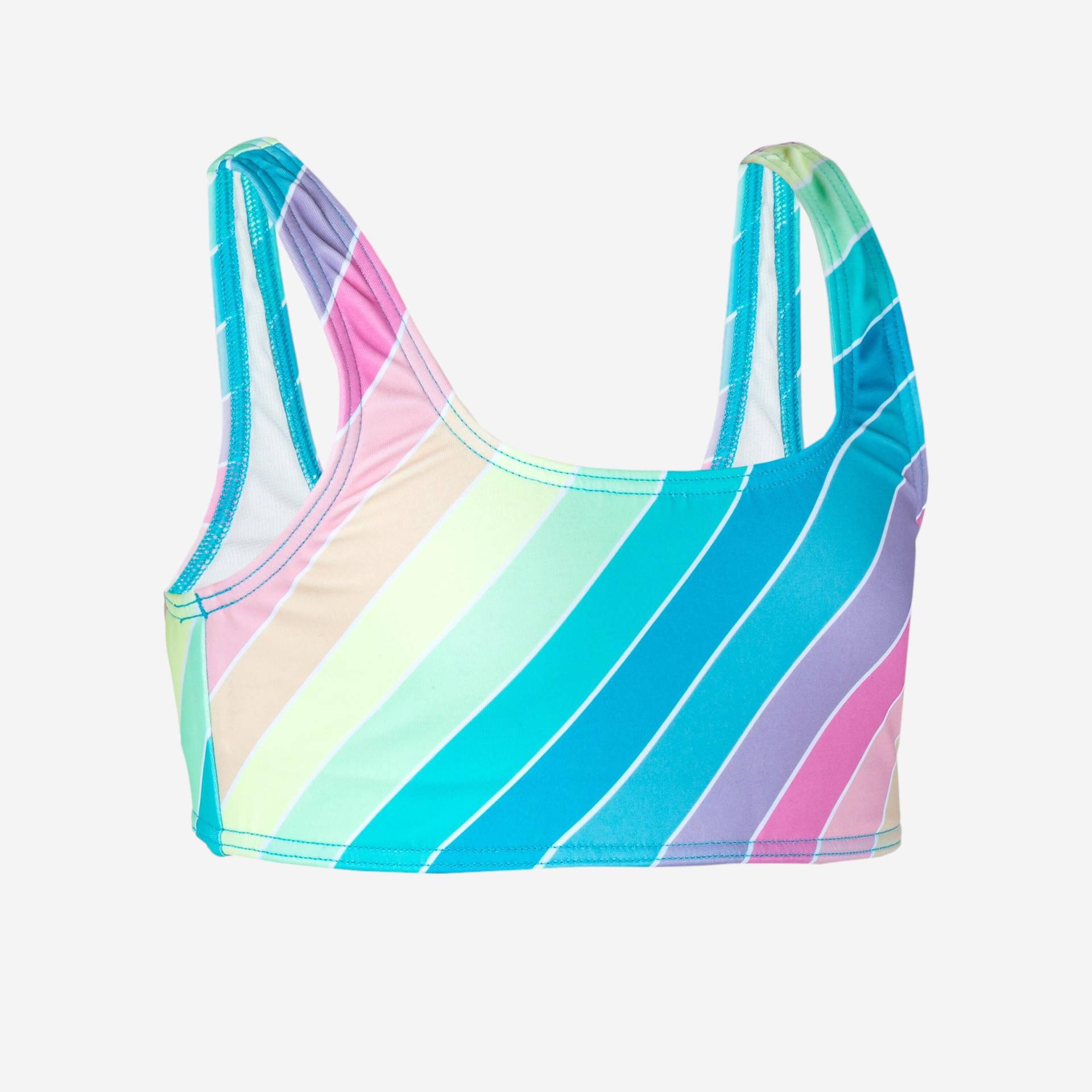 Bikini-Oberteil Mädchen Bustier 500 Lana Rainbow Stripes türkis Bikini-Oberteil Mädchen Bustier 500 Lana Rainbow Stripes türkis von OLAIAN