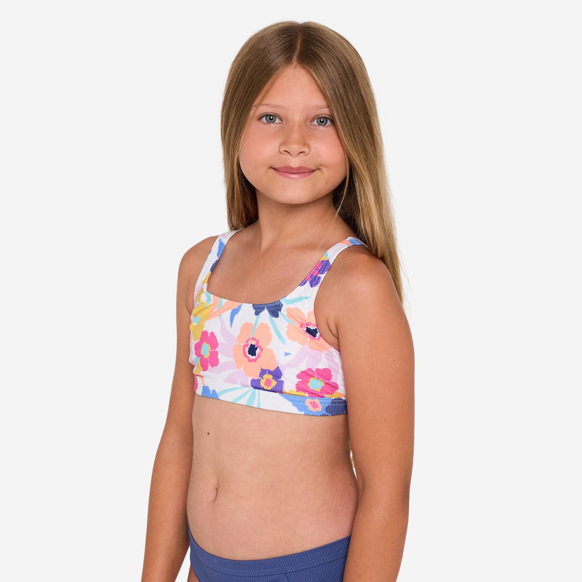 Bikini-Oberteil Mädchen Bustier geblümt verstellbar 500 Nora weiß Bikini-Oberteil Mädchen Bustier geblümt verstellbar 500 Nora weiß von OLAIAN
