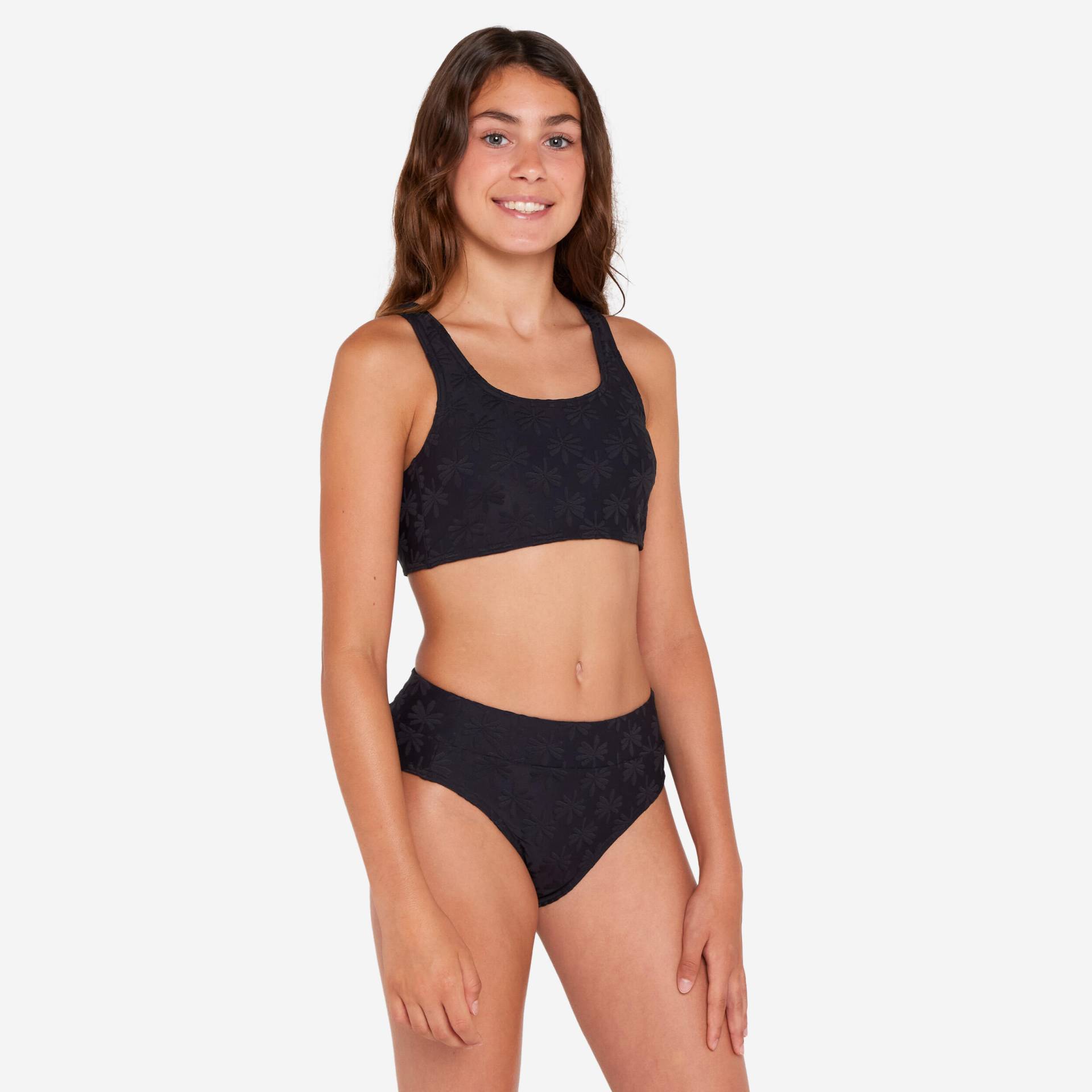 Bikini Surfen Mädchen Bustier hoher Taillenbund 500 Lao Miami schwarz Bikini Surfen Mädchen Bustier hoher Taillenbund 500 Lao Miami schwarz von OLAIAN