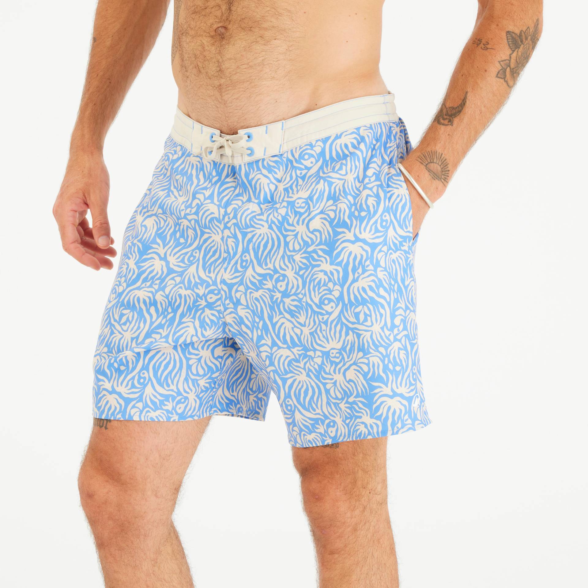 Boardshorts Herren lang 100 Flora 18" blau Boardshorts Herren lang 100 Flora 18" blau von OLAIAN