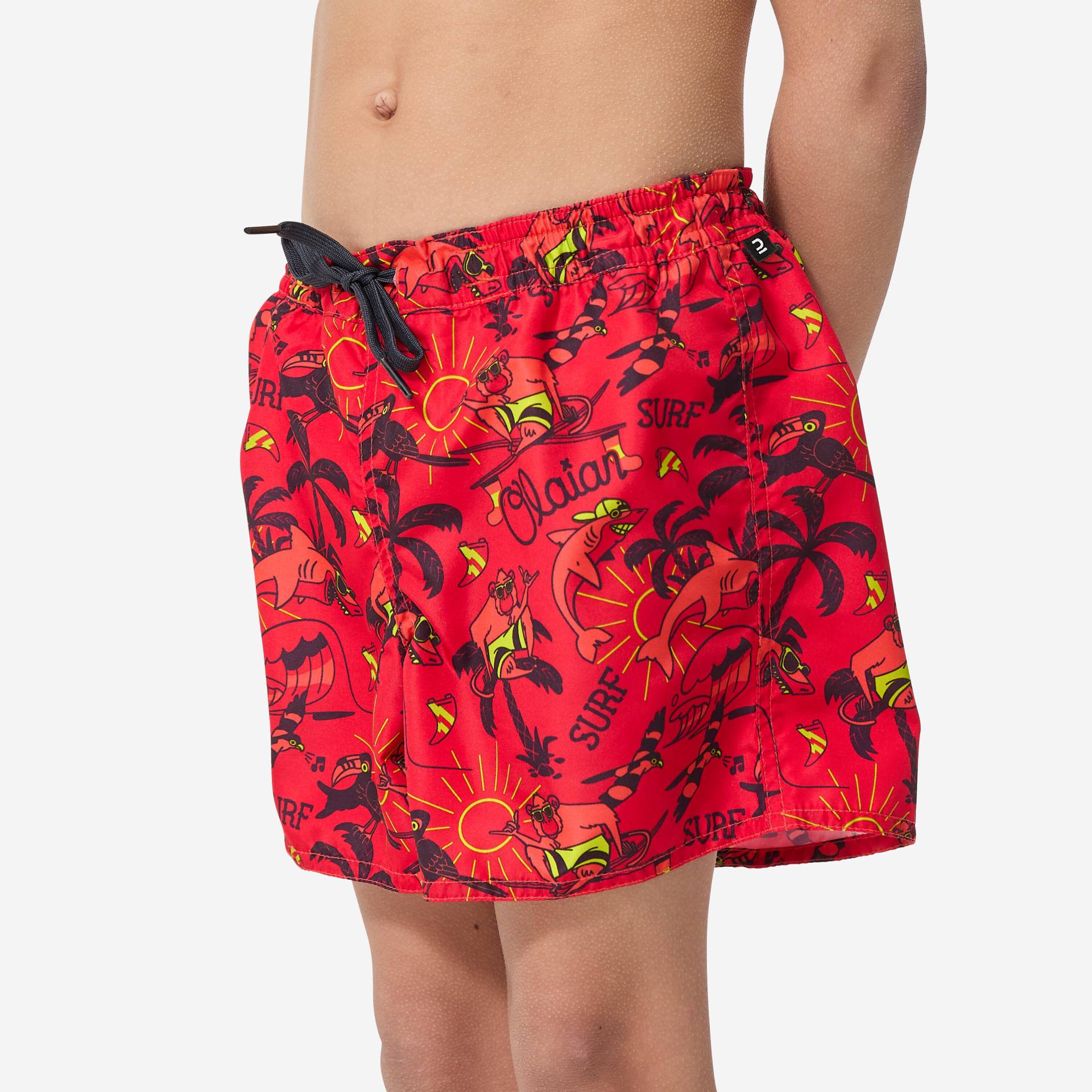 Boardshorts Jungen - 100 Happysurf rot von OLAIAN