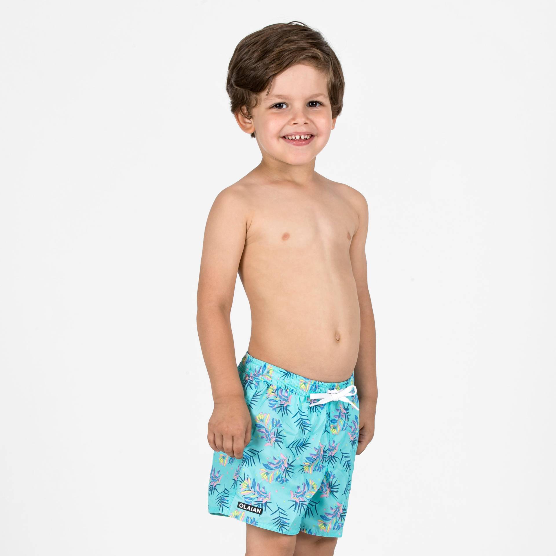 Boardshorts Jungen 100 Palm türkis Boardshorts Jungen 100 Palm türkis von OLAIAN