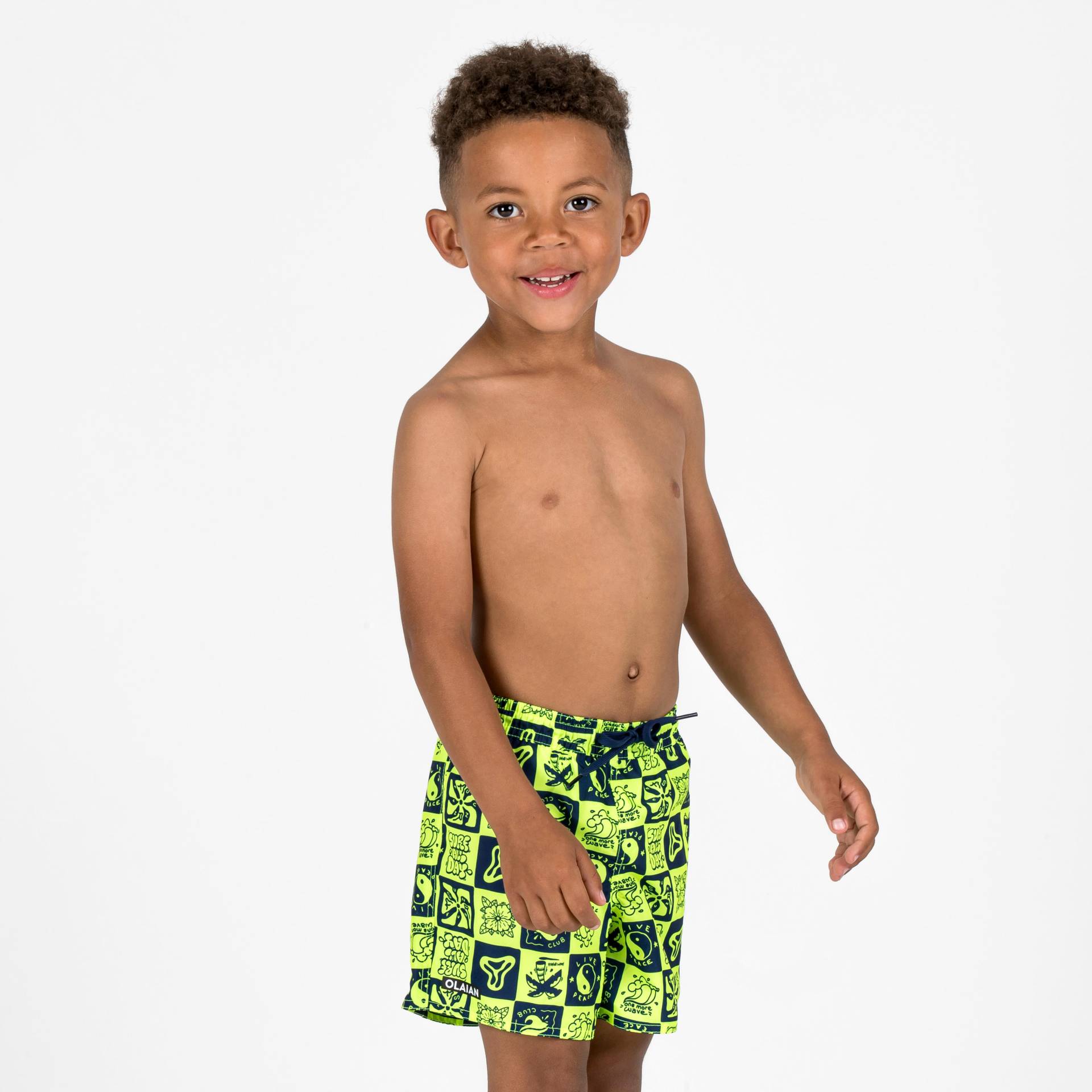 Boardshorts Jungen 100 gelb/schwarz Boardshorts Jungen 100 gelb/schwarz von OLAIAN