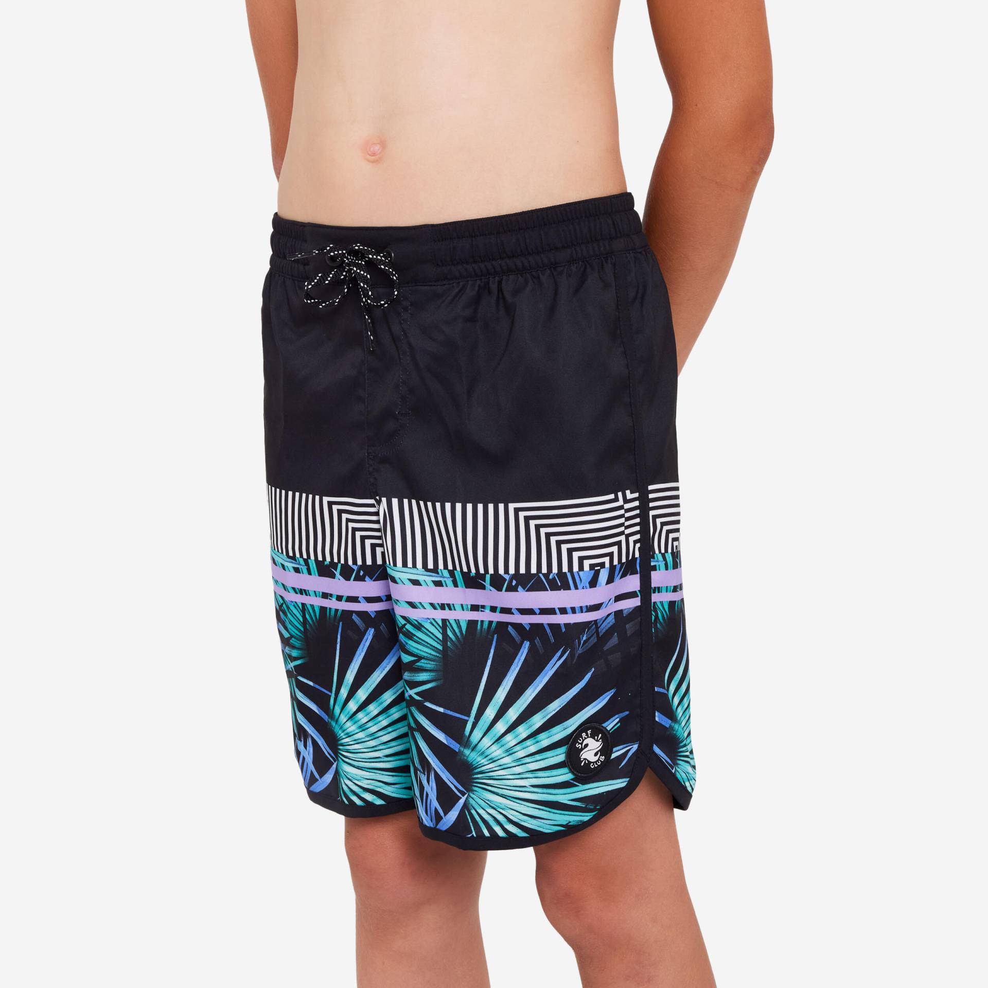 Boardshorts Kinder Jungen 500 Palmsand schwarz Boardshorts Kinder Jungen 500 Palmsand schwarz von OLAIAN