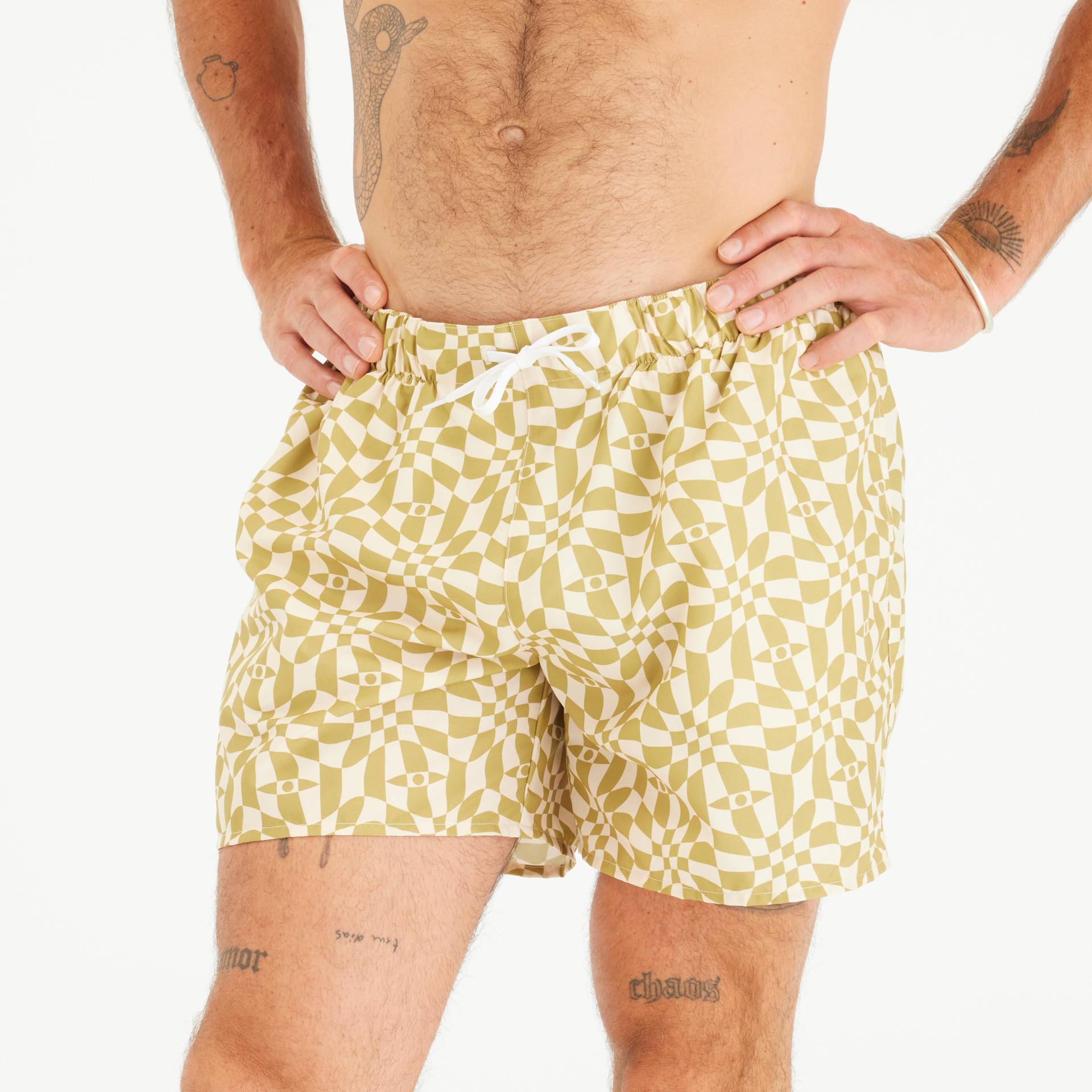 Boardshorts Surfen Herren kurz 100 15" beige/gemustert Boardshorts Surfen Herren kurz 100 15" beige/gemustert von OLAIAN