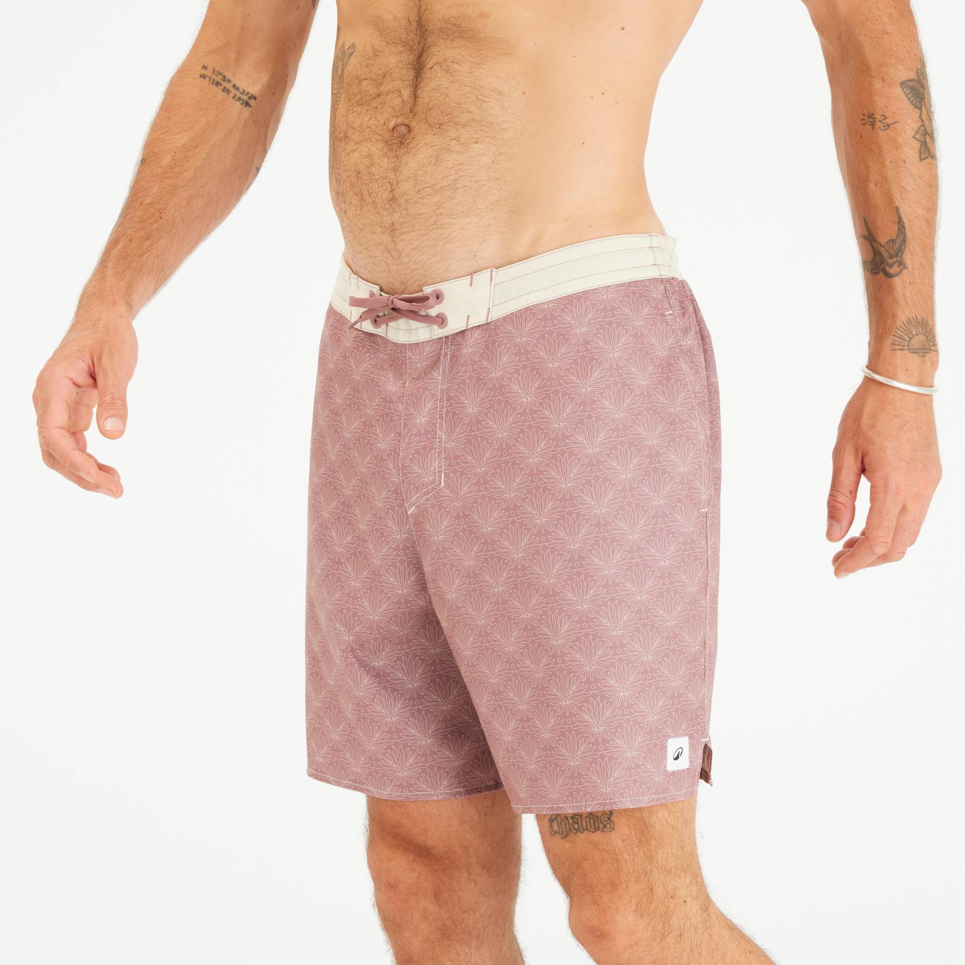 Boardshorts Surfen Herren lang 100 Palmer 18" rosa/taupe Boardshorts Surfen Herren lang 100 Palmer 18" rosa/taupe von OLAIAN