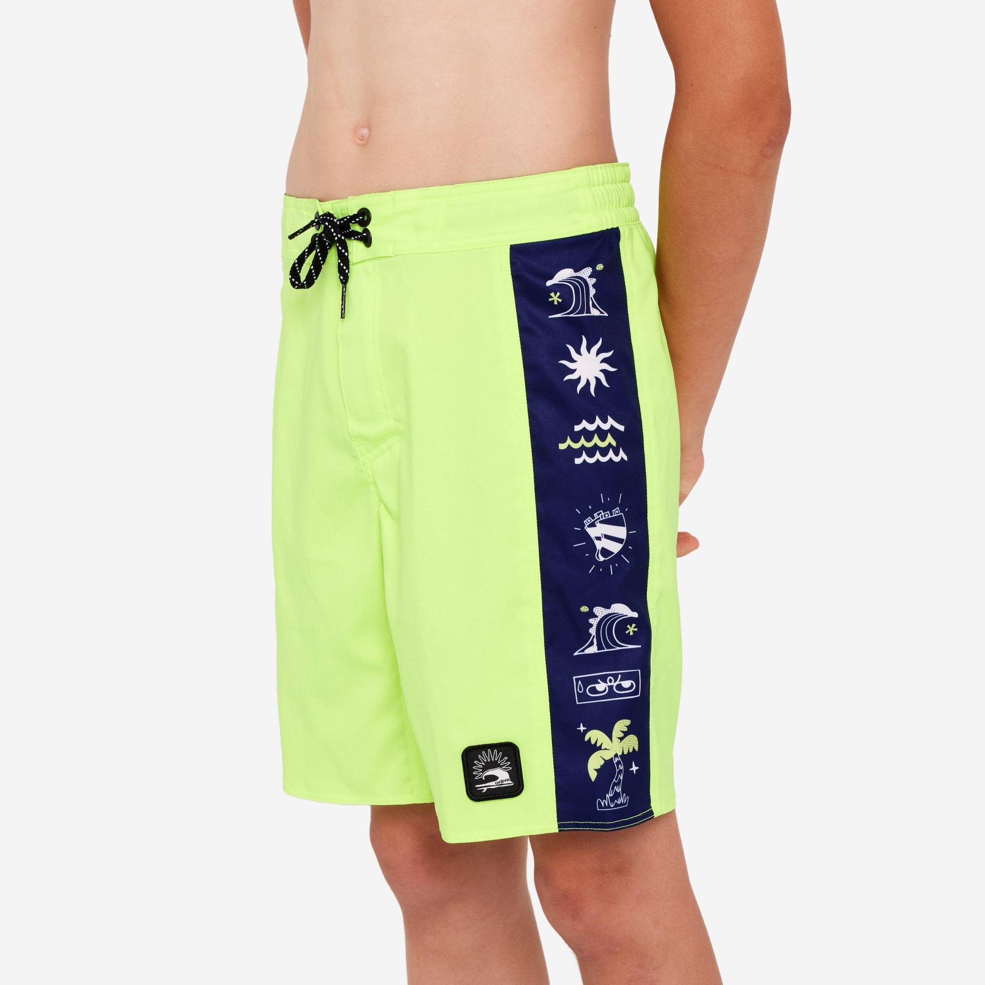 Boardshorts Surfen Jungen 900 Band gelb von OLAIAN