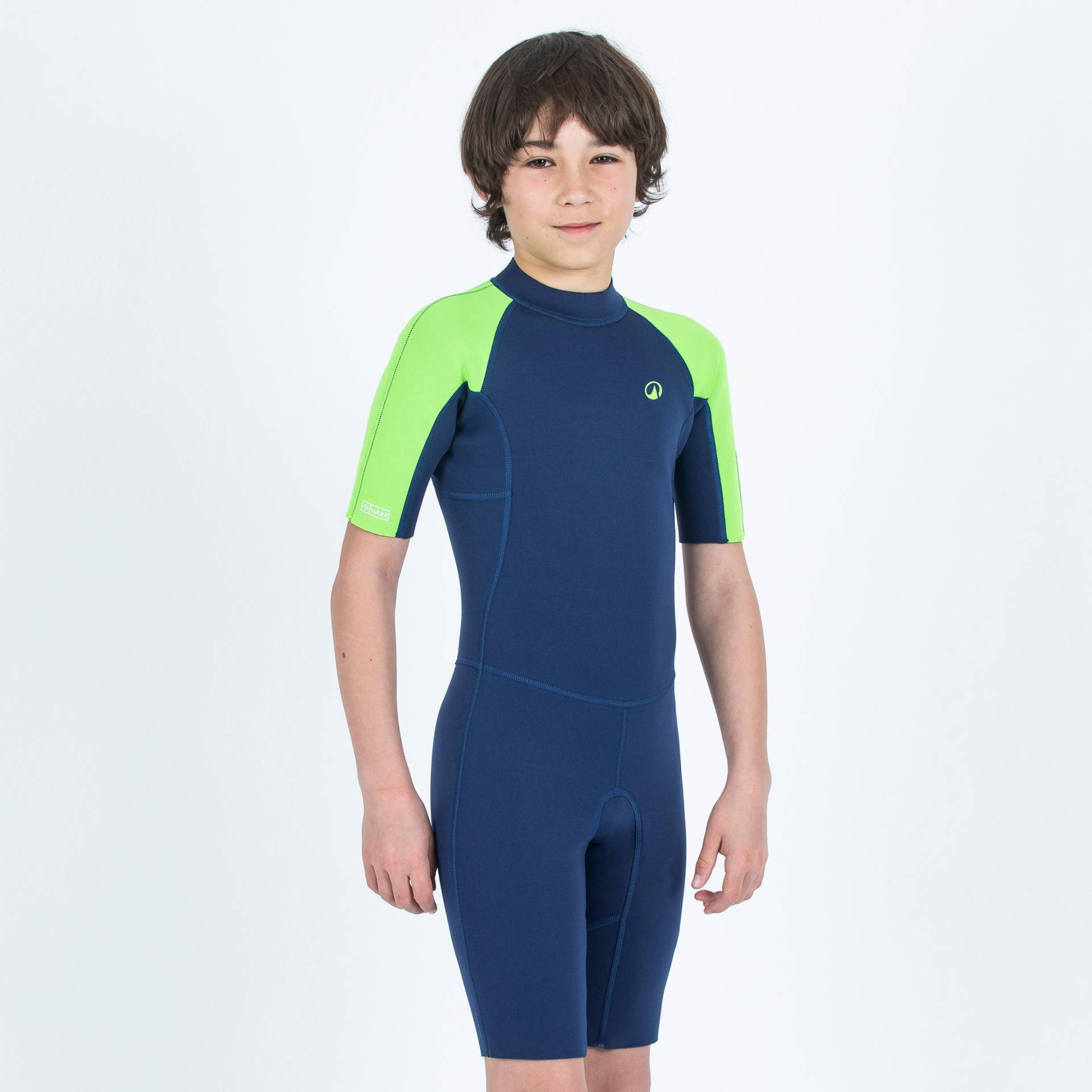 Surfanzug Shorty Surfen Kinder 1,5 mm YULEX100® blau/grün von OLAIAN