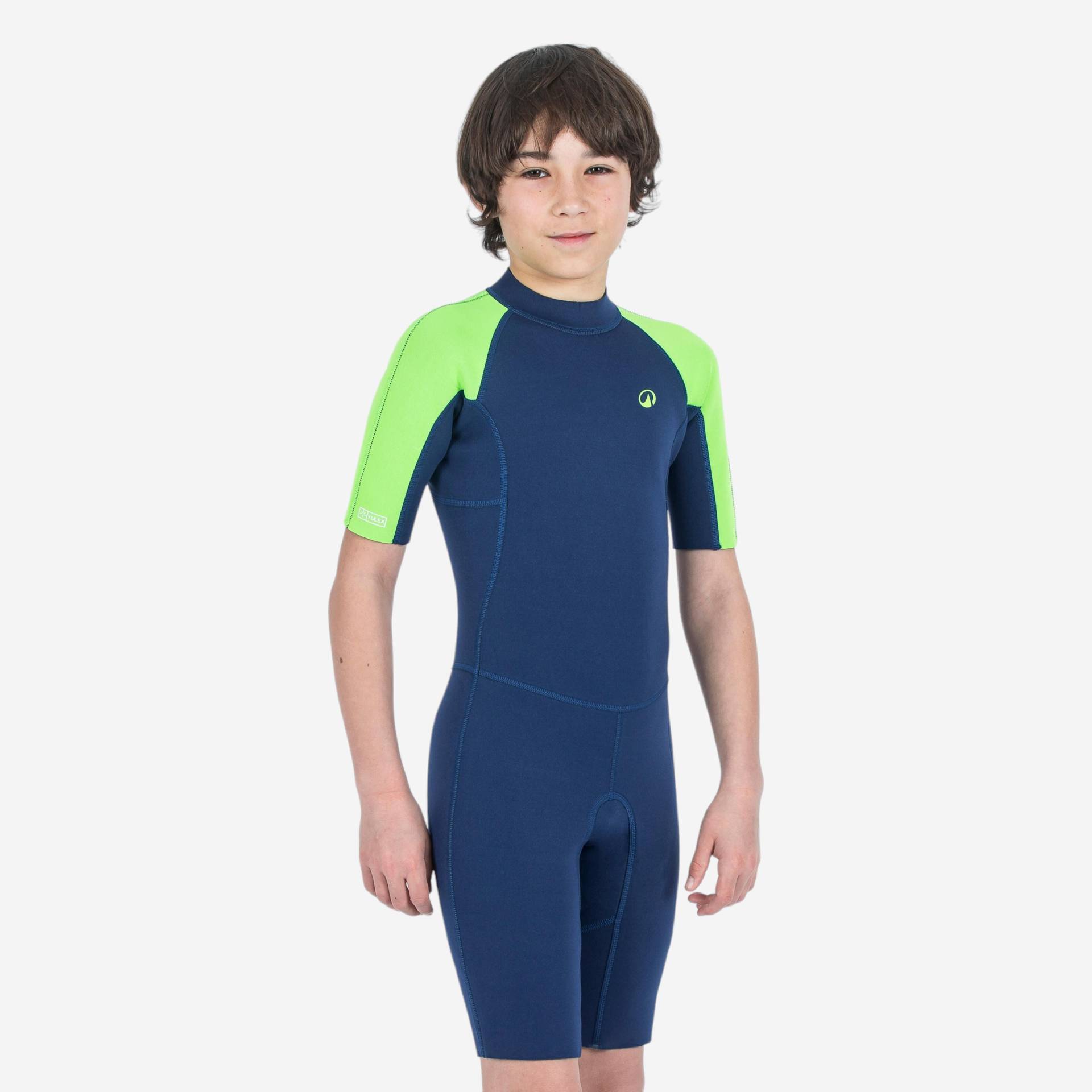 Neopren Shorty Surfen Kinder YULEX100 1.5 mm blau/grün von OLAIAN