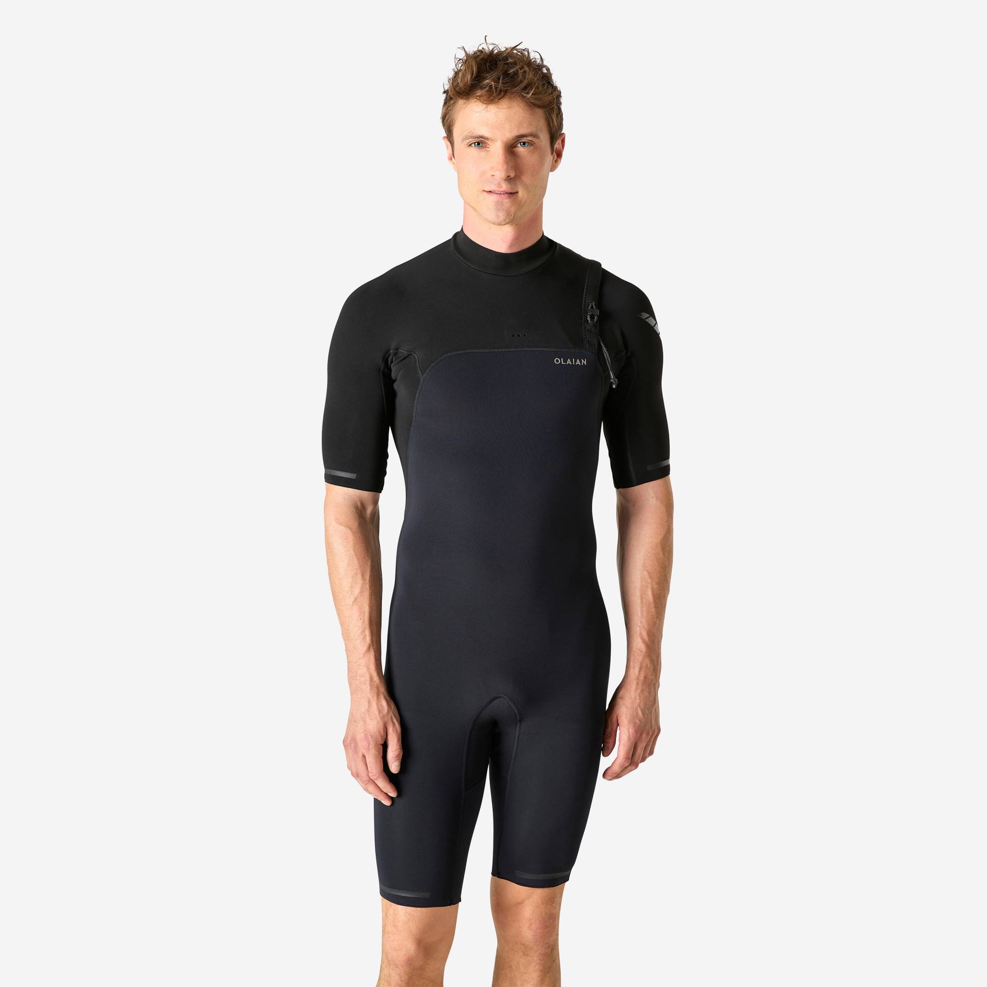 Neoprenanzug Shorty Surfen Herren No Zip kurzarm - 900 schwarz Neoprenanzug Shorty Surfen Herren No Zip kurzarm - 900 schwarz von OLAIAN