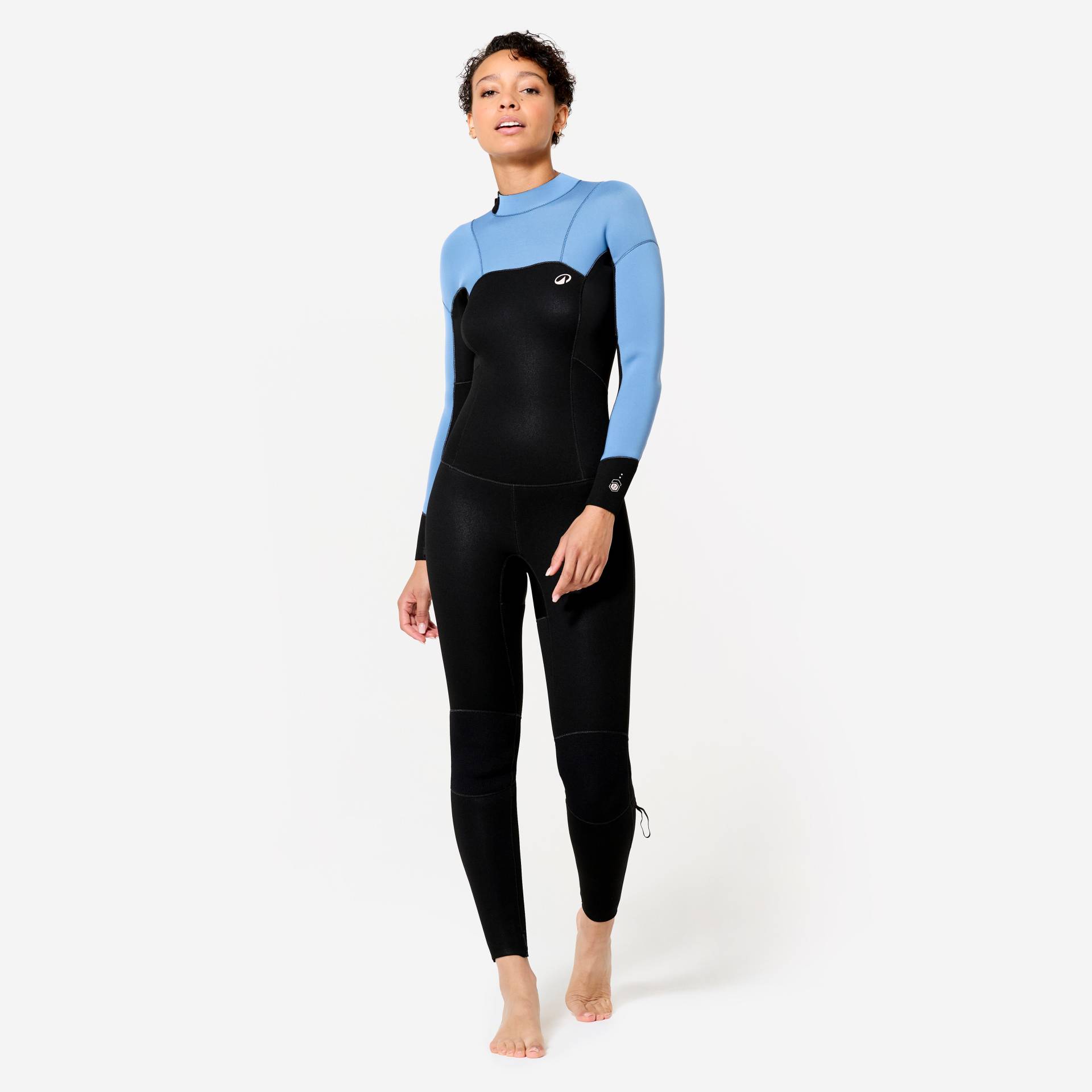 Neoprenanzug Surfen Damen Backzip  500 3/2 mm schwarz/blau von OLAIAN