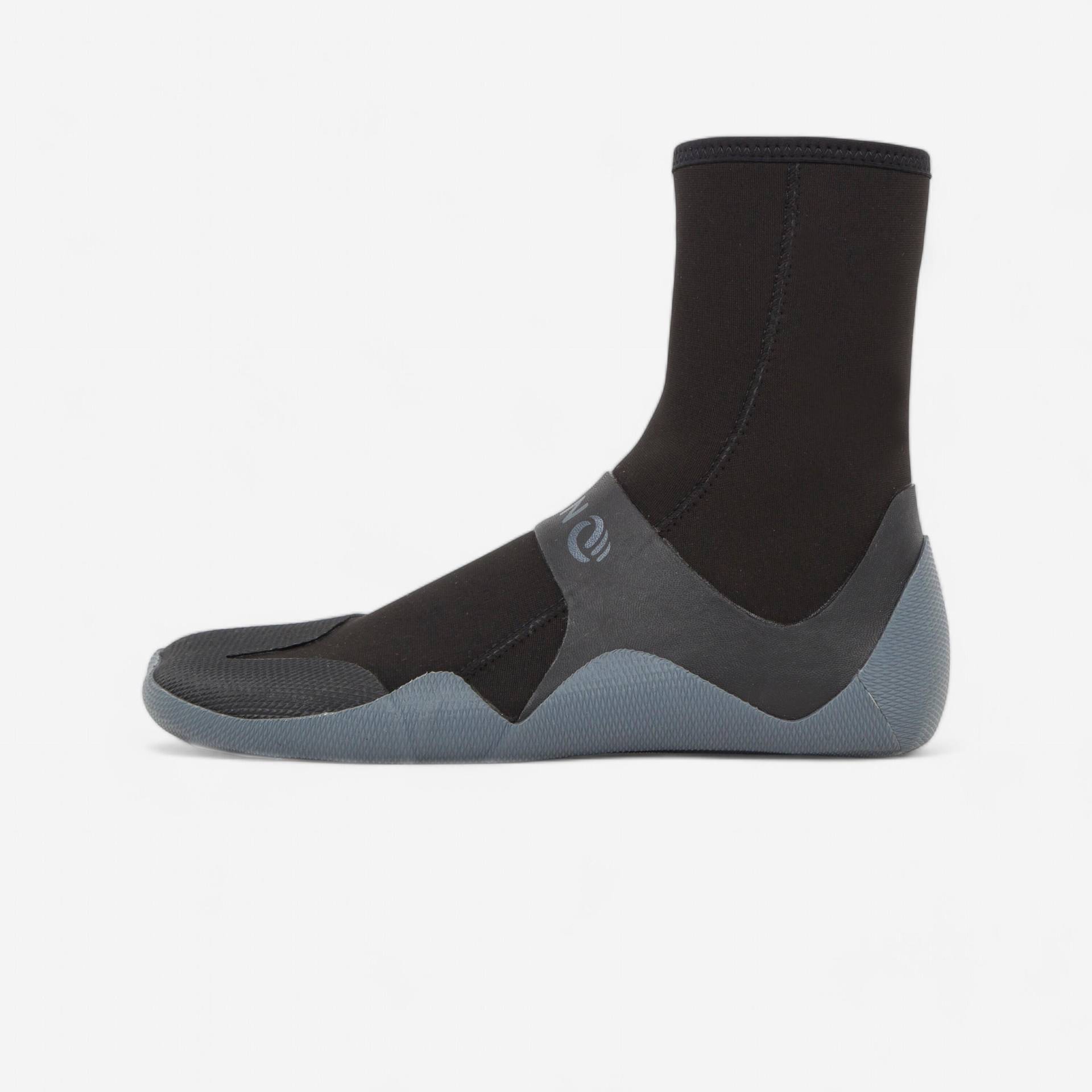 Neoprenschuhe Surfen 500 Neopren 3 mm Zip schwarz/grau von OLAIAN