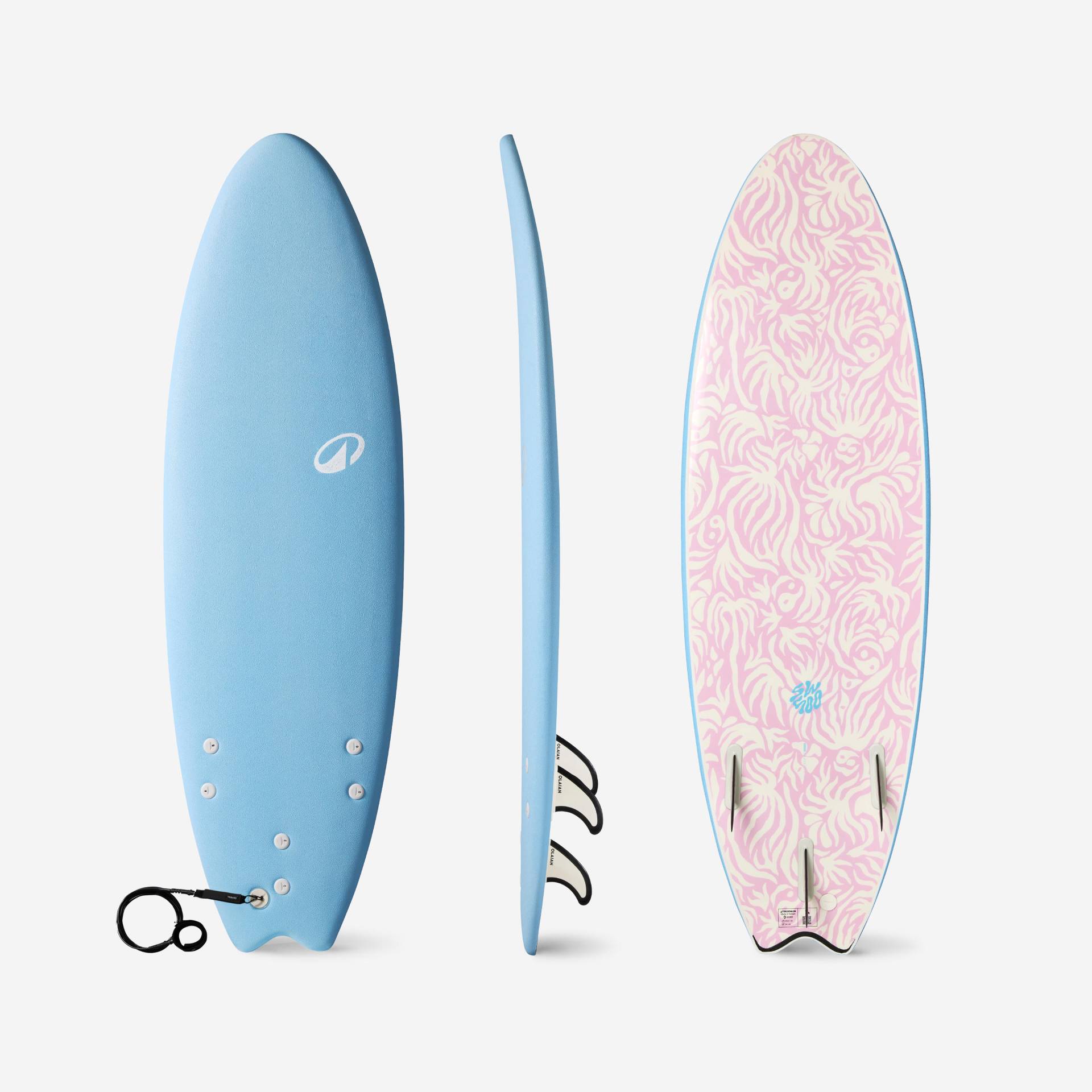 Surfboard aus Schaumstoff 6' Swallow Tail 49 l hellblau Surfboard aus Schaumstoff 6' Swallow Tail 49 l hellblau von OLAIAN