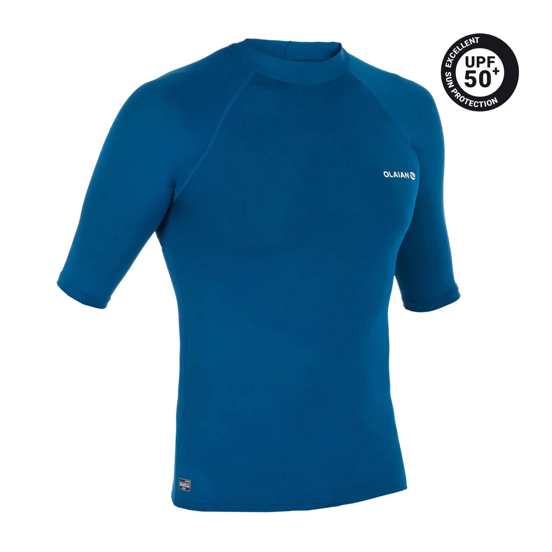 UV-Shirt kurzarm Surfen UV-Top 100 kurzarm Herren blau von OLAIAN