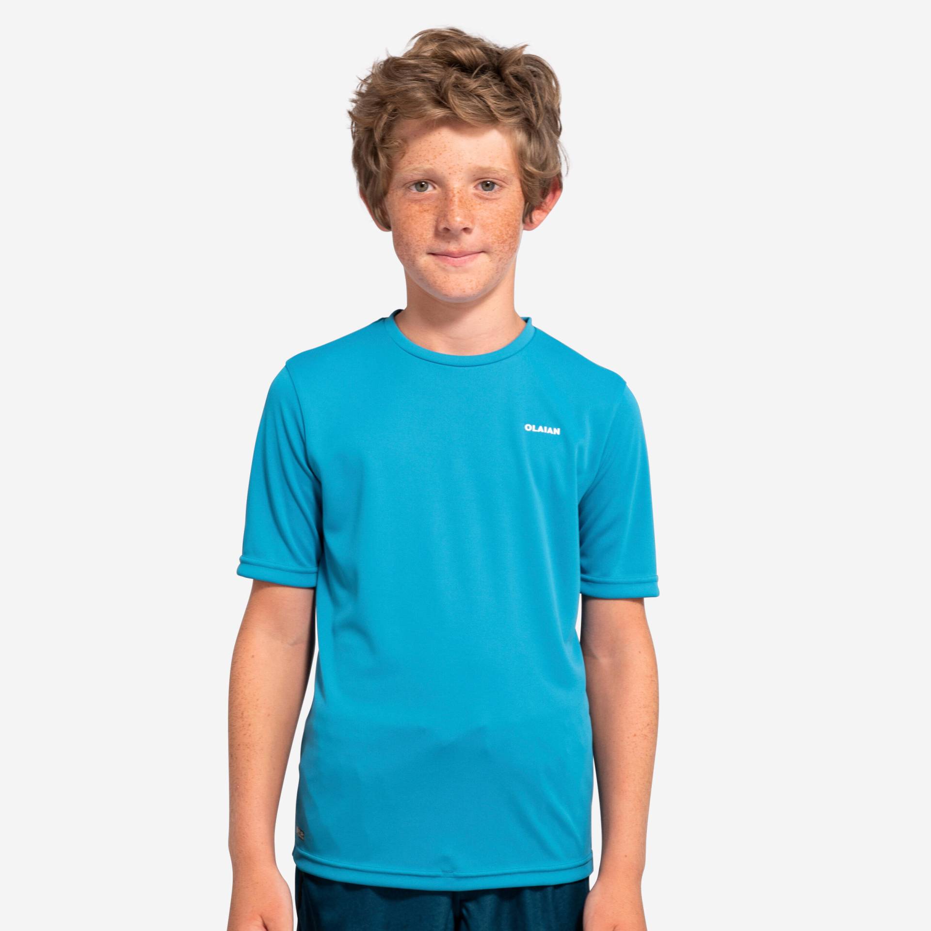 Wasser-T-Shirt Kinder kurzarm UV-Schutz - blau von OLAIAN