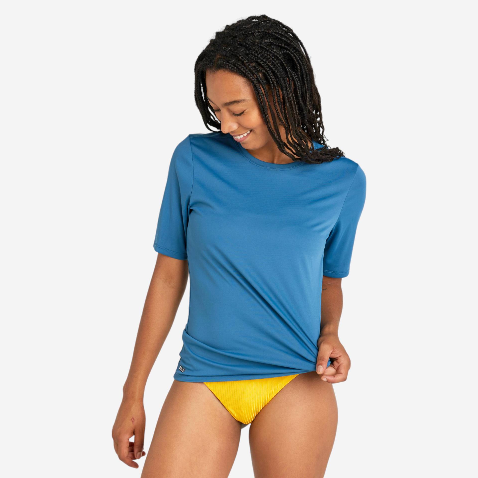 UV-Shirt Surfen Damen kurzarm - Malou blau UV-Shirt Surfen Damen kurzarm - Malou blau von OLAIAN