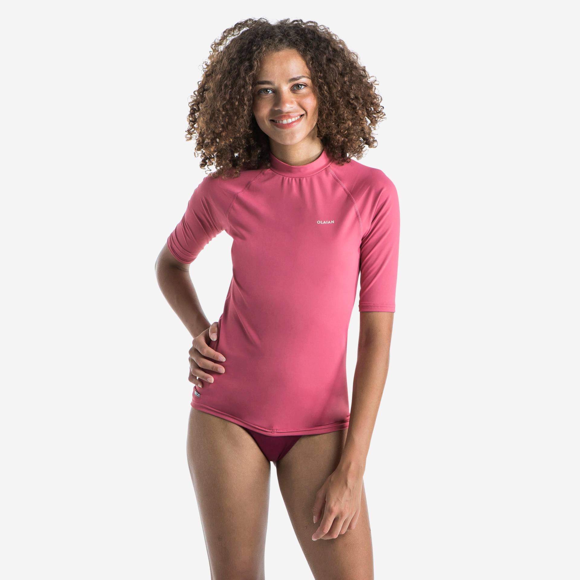 UV-Shirt Surfen Damen kurzarm - Top 100 altrosa von OLAIAN