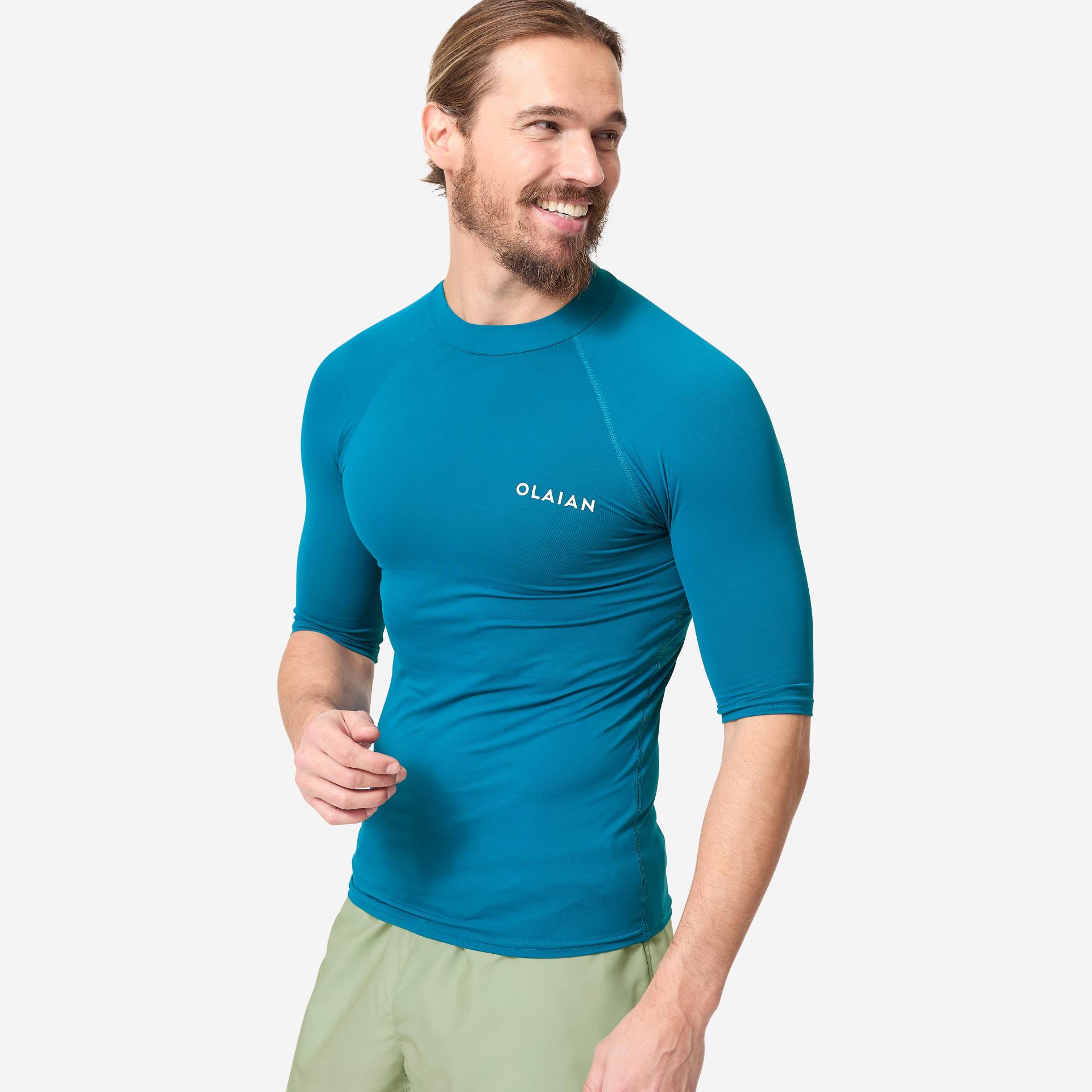 UV-Shirt kurzarm Surfen UV-Top 100 kurzarm Herren blau von OLAIAN