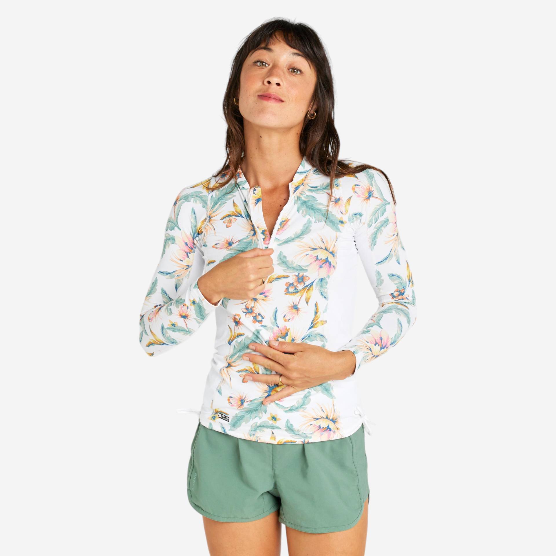 UV-Shirt langarm Damen - 500 Belly weiss UV-Shirt langarm Damen - 500 Belly weiss von OLAIAN