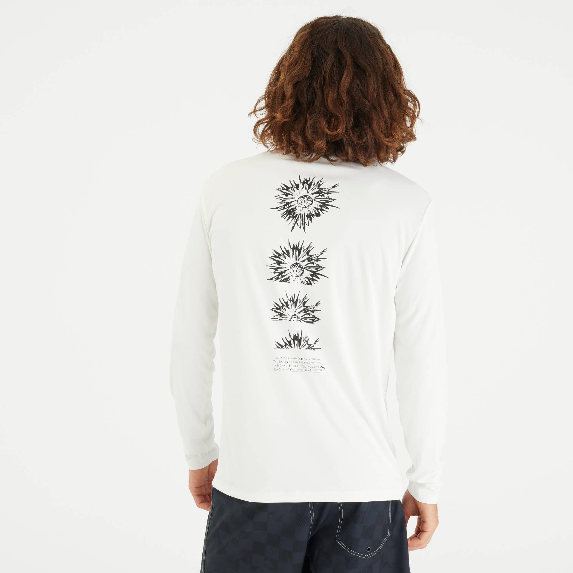 UV-Shirt langarm Surfen Herren UV-Schutz 50+ Flower weiß UV-Shirt langarm Surfen Herren UV-Schutz 50+ Flower weiß von OLAIAN