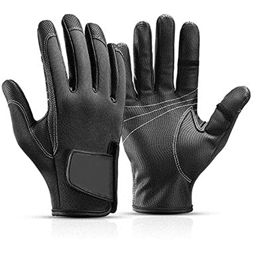 OLOTU All-Match PU-Leder-Handschuhe, Winter Warme Outdoor-Sport Angeln Fahrradhandschuhe, Männer und Frauen rutschfeste Touchscreen-Vollfinger-Handschuhe Handschuhe von OLOTU